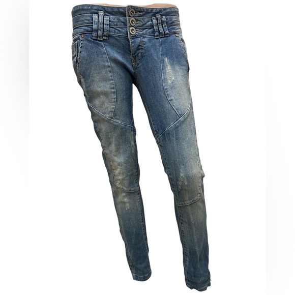 Zara Denim Rules By TRF Y2K Button Fly Low Rise Moto Zip Ankle Women Size 6 EUC! - Picture 1 of 11